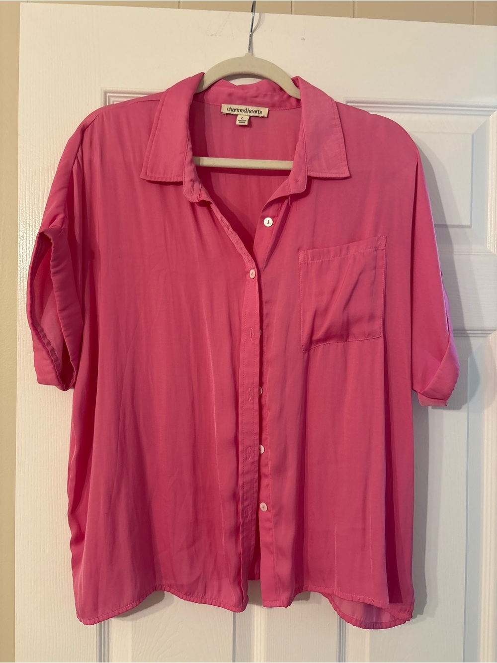Charming Charlie Pink Button-Front Women’s Casual Blouse